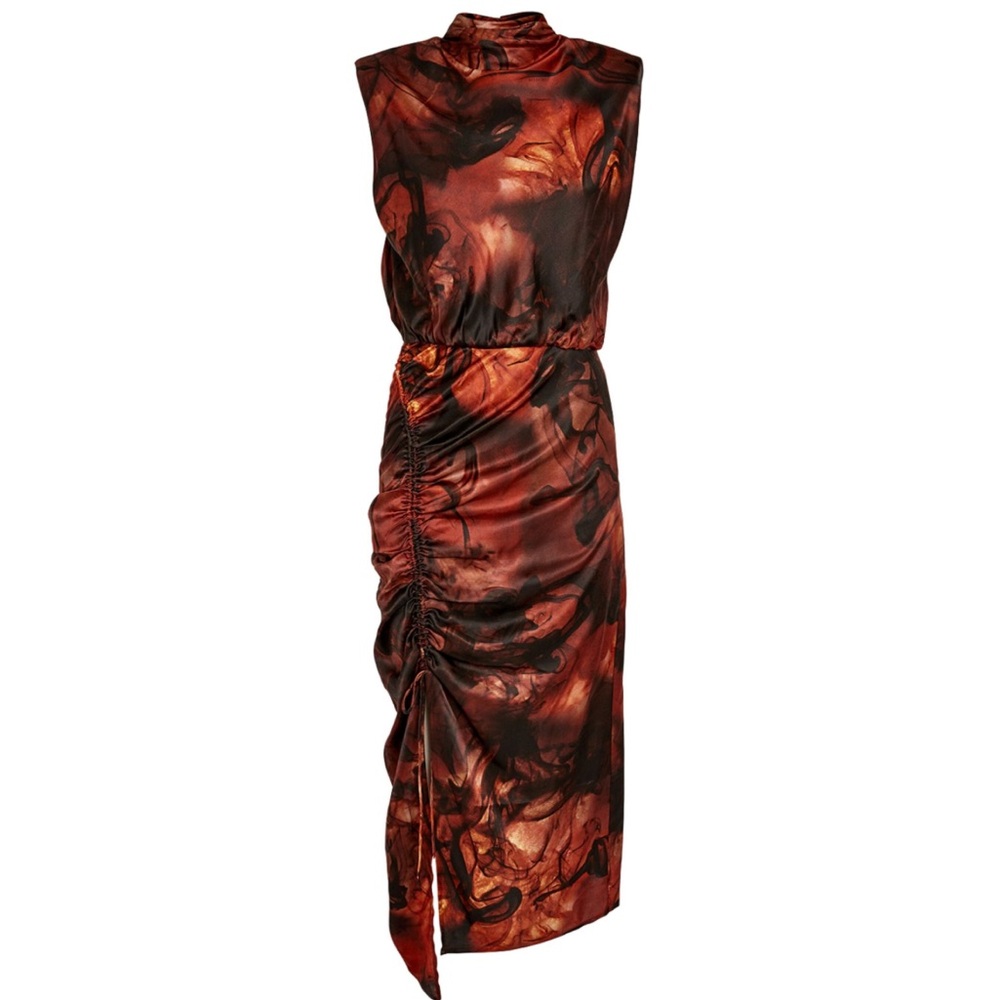 Allsaints orange/Red and black dress with a tie at the side